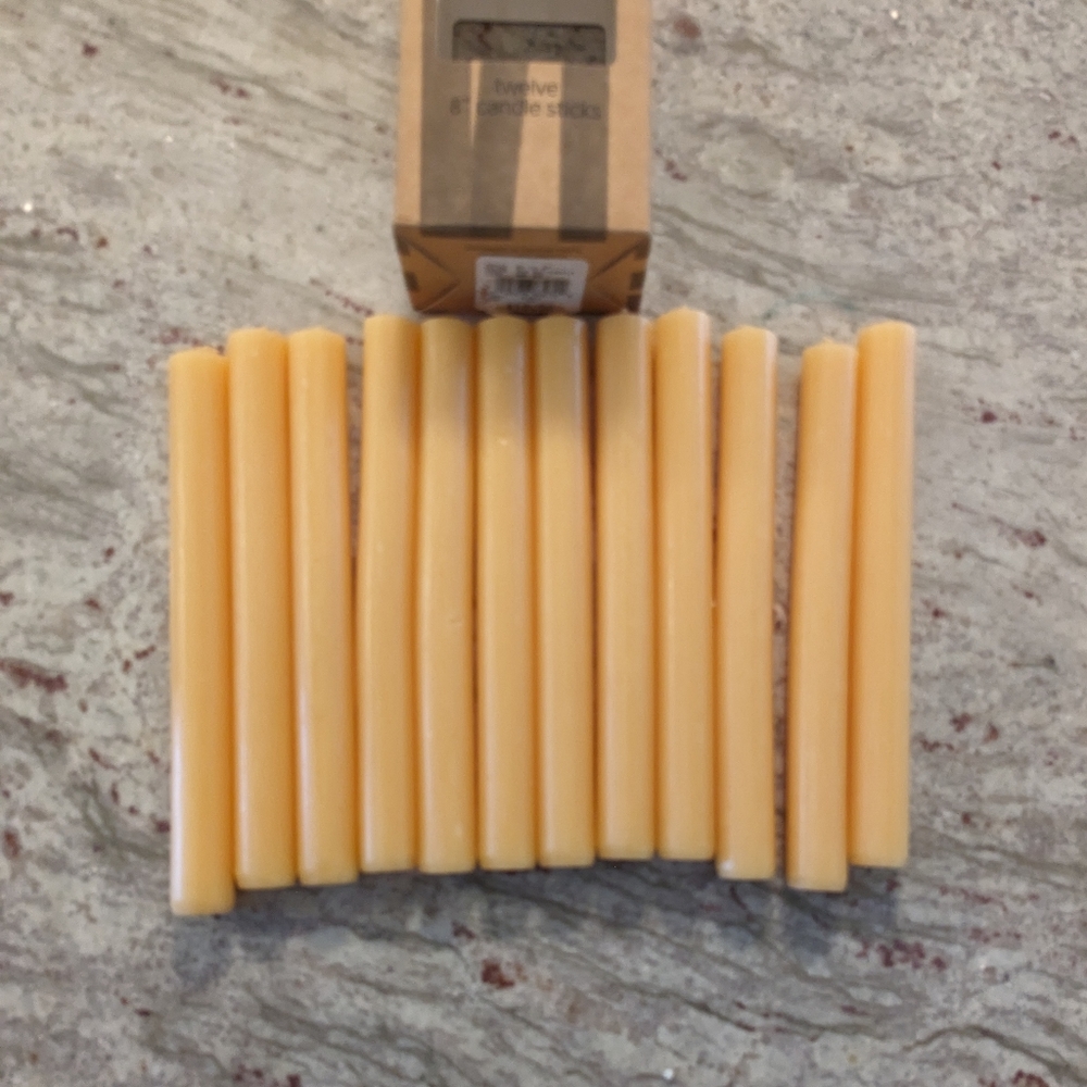 12 Luxury NWT Wax Taper Candles Unscented Candelabra 8" Tall Made In Scotland